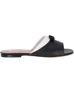 Thom Browne Open-Toe Leather Mules With Bow Detail - White