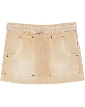 Semicouture Belted Mini Skirt - Natural