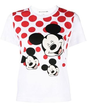 Comme des Garçons Mickey Mouse Cotton Graphic Print T-Shirt - White