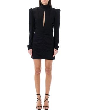 Alessandra Rich High Neck Draped Mini Dress - Black