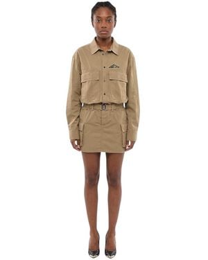 DSquared² Shirt Collar Mini Dress - Natural