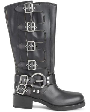 Miu Miu Leather Boots - Black