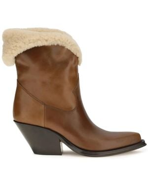 Chloé Shearling Trim Boots - Brown