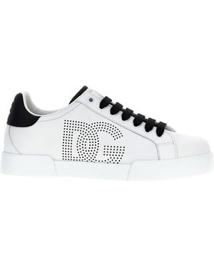 Dolce & Gabbana Portofino Leather Low-Top Sneakers - White