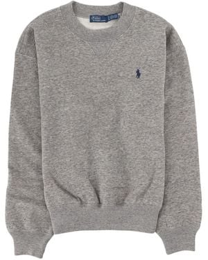 Polo Ralph Lauren Heather Crewneck Logo Cotton-Blend Sweatshirt - Gray