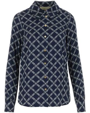 Michael Kors Printed Long-Sleeve Button-Up Shirt - Blue