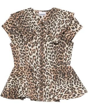 Ganni Regular Printed Top - Brown