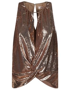 Dahlo Sequin Cropped Top - Brown