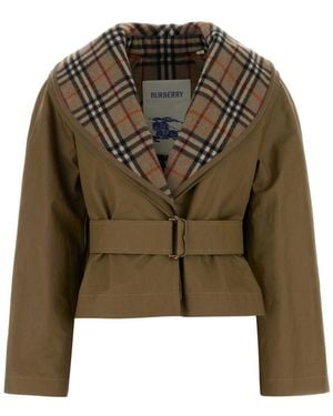 Burberry Checks Shawl Neck Jacket - Green