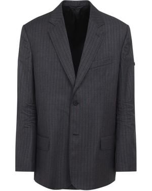 Balenciaga Notched Lapel Blazer - Blue