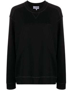 Ganni Drop-Shoulder Organic Cotton Sweatshirt - Black