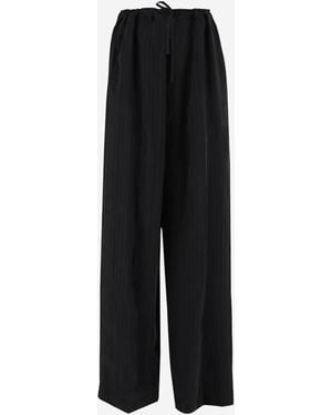 Balenciaga Drawstring Wide-Leg Pants - Black