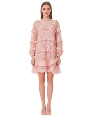 N°21 Ruffled Round Neck Mini Dress - Pink
