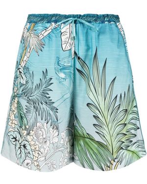 F.R.S For Restless Sleepers Printed Drawstring Cotton Shorts - Blue