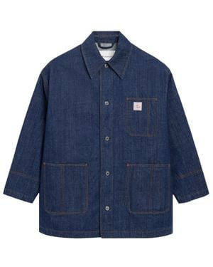 Ami Paris Solid Shirt Collar Jacket - Blue