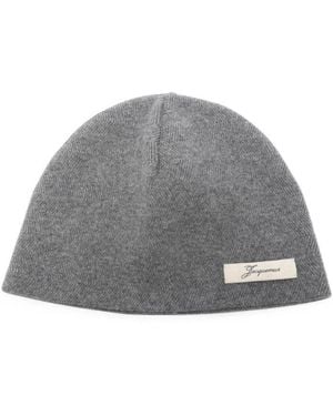 Jacquemus Le Bonnet Textured Beanie Cap - Grey
