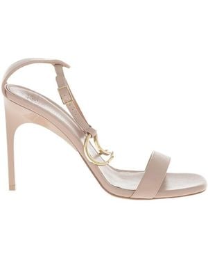 Off-White c/o Virgil Abloh Leather Ankle Strap Heels - White