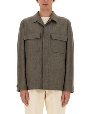 Lardini Checks Shirt Collar Jacket - Grey