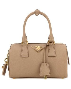 Prada Light Logo Mini Satchel - Natural