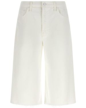 Mother 'The Whole Lot Zip Twist Fray' Bermuda Shorts - White