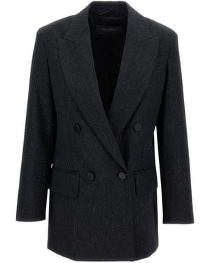 Max Mara Embellished Notched Lapel Blazer - Black