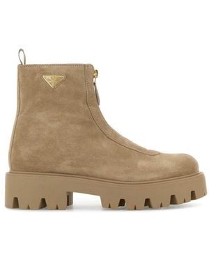 Prada Round Toe Boot - Brown