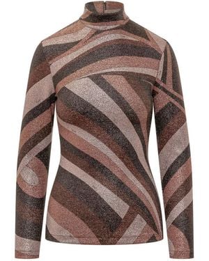 PUCCI Lurex T-Shirt Top - Brown