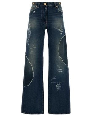 Versace Relaxed Flat Front Trousers - Blue