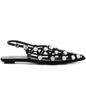 The Attico Grid Ballet Flats - White