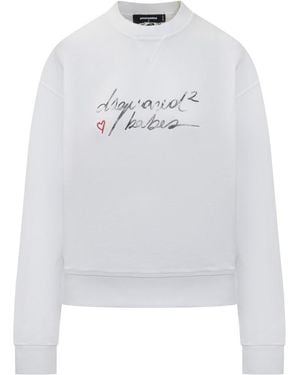 DSquared² Graphic Crew Neck Sweatshirt - White