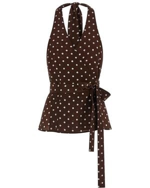 P.A.R.O.S.H. Polka Dot Halter Neck Top - Brown