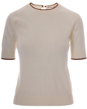 Max Mara Solid Crew Neck Sweater - White
