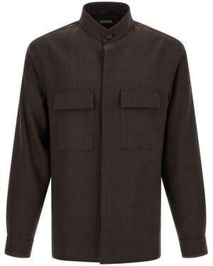 ZEGNA Regular Solid Shirt - Gray