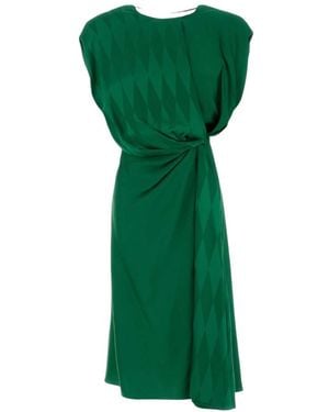 Versace Geometric Round Neck Midi Dress - Green