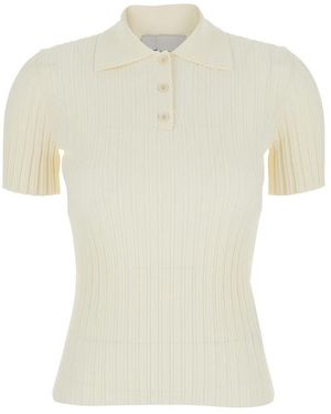 Ami Paris Off Shirt Collar Polo - White
