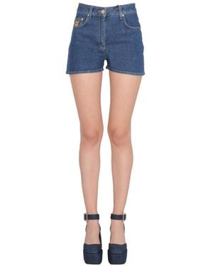 Moschino Denim Embroidered Shorts - Blue