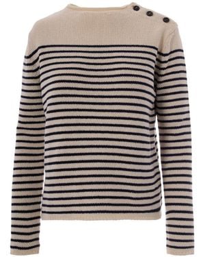 Weekend by Maxmara Stripes Crew Neck Sweater - Blue
