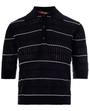 Max Mara Stripes Shirt Collar Sweater - Blue