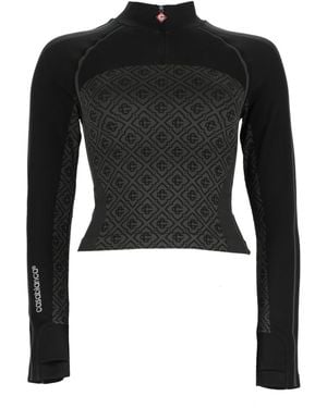CASABLANCA Logo Mock Collar Top - Black