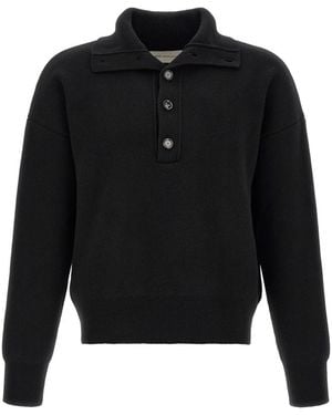 Ami Paris Button-Up Sweater - Black
