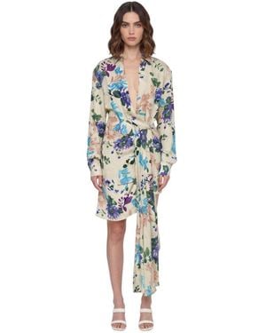 Off-White c/o Virgil Abloh Floral V Neck Mini Dress - Blue