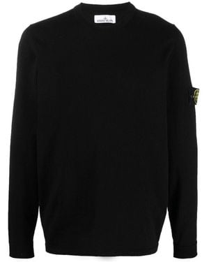 Stone Island Logo Badge Sweater - Black