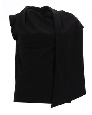 THE GARMENT Solid Cowl Neck Top - Black