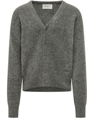 Ami Paris Knitted V Neck Cardigan - Gray