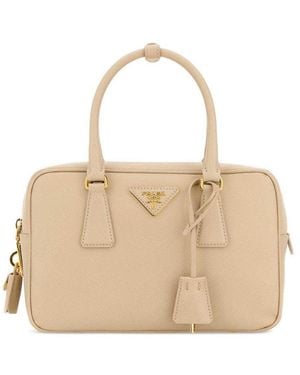 Prada Light Logo Small Satchel - Natural
