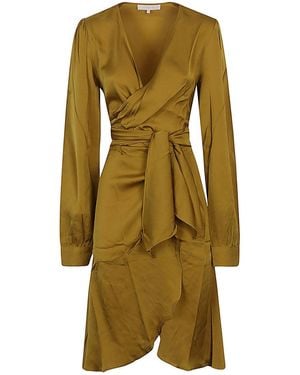 Silk95five Golden Ananda Silk Short Dress - Green