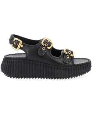 Chloé Solid Nama Sandals - Black