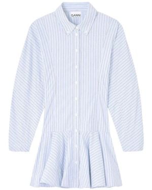 Ganni Stripes Shirt Dress - White