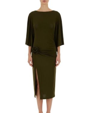 Blumarine Boat Neck Midi Dress - Green