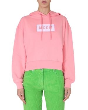 MSGM Logo Hood Sweatshirt - Green
